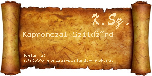 Kapronczai Szilárd névjegykártya