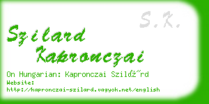 szilard kapronczai business card